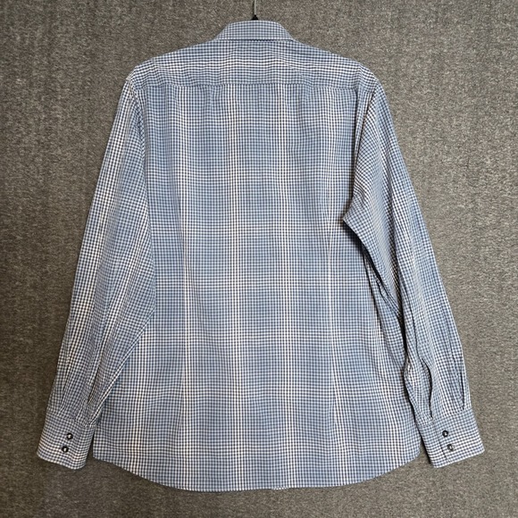 Men's Boss Hugo Boss Regular Fit Sz Large Check / Plaid Blue Long Sleeve Shirt - Picture 8 of 9